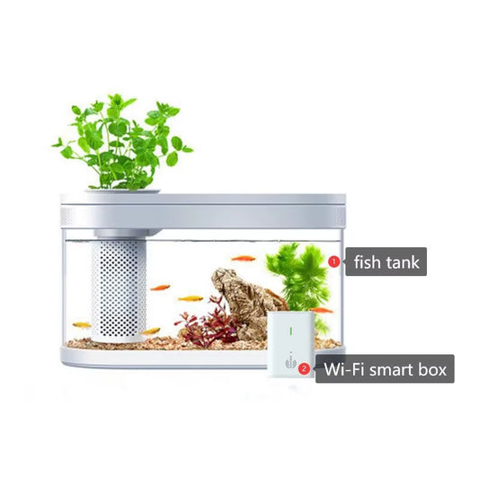 Xiaomi Geometry Intelligent Fish Tank Aquaponics Ecosystem Transparent Aquarium Smart Fish Feeder Fish Tank Wi-Fi Smart Box